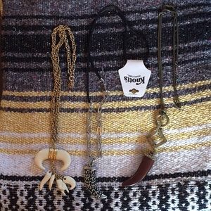 Three Jungle Pendant Necklaces - Hangs Long